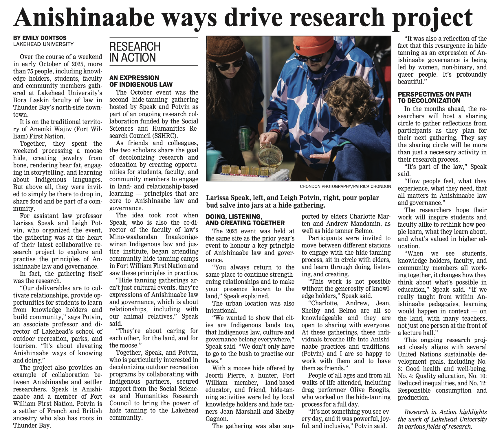 Chronicle Journal - Leigh Potvin and Larissa Speak