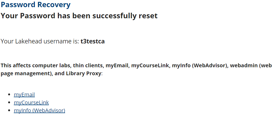 Password Recovery links