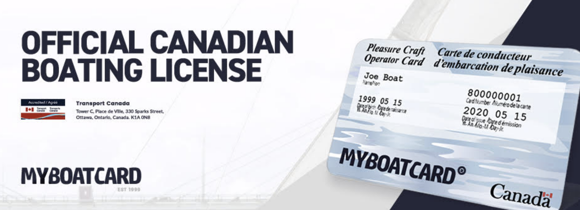 Official Canadian Boating License photo with card