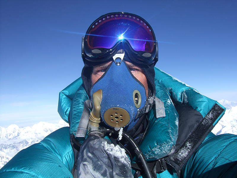 cott uses supplemental oxygen at Mount Everest’s Camp 3, located at an altitude of 7,470 m (24,500 feet)