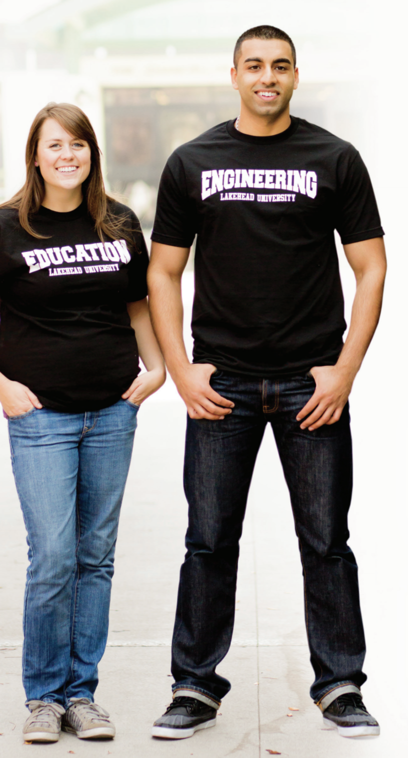 Two Lakehead University students wearing Engineering tshirts