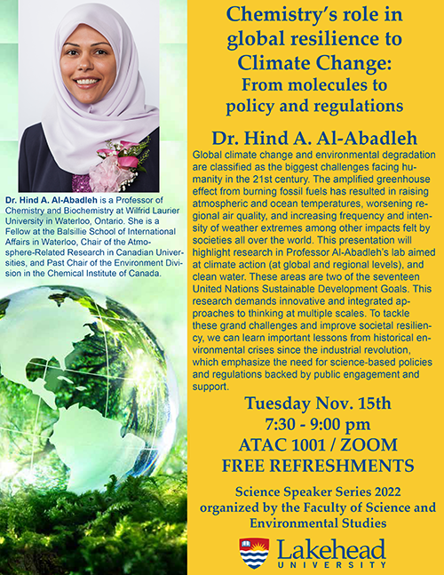 Chemistry's role in global resilience to Climate Change with Dr. Hind A. Al-Abadleh