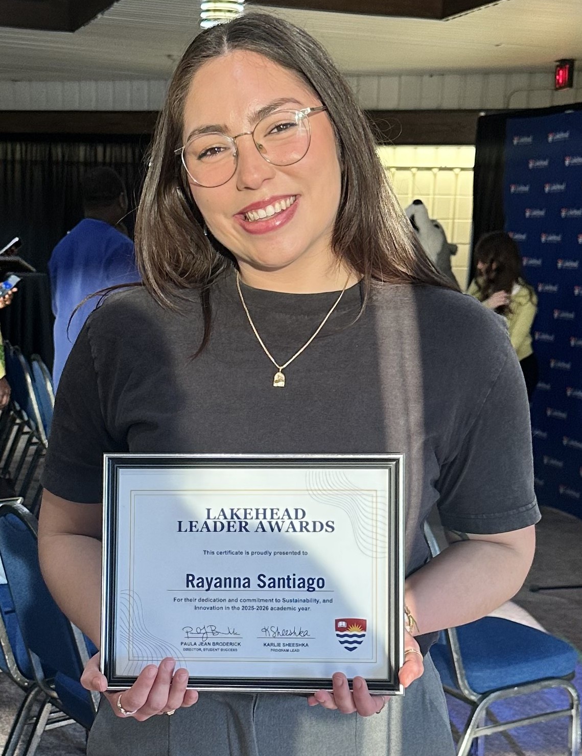 Rayanna Santiago with Lakehead Leader Award
