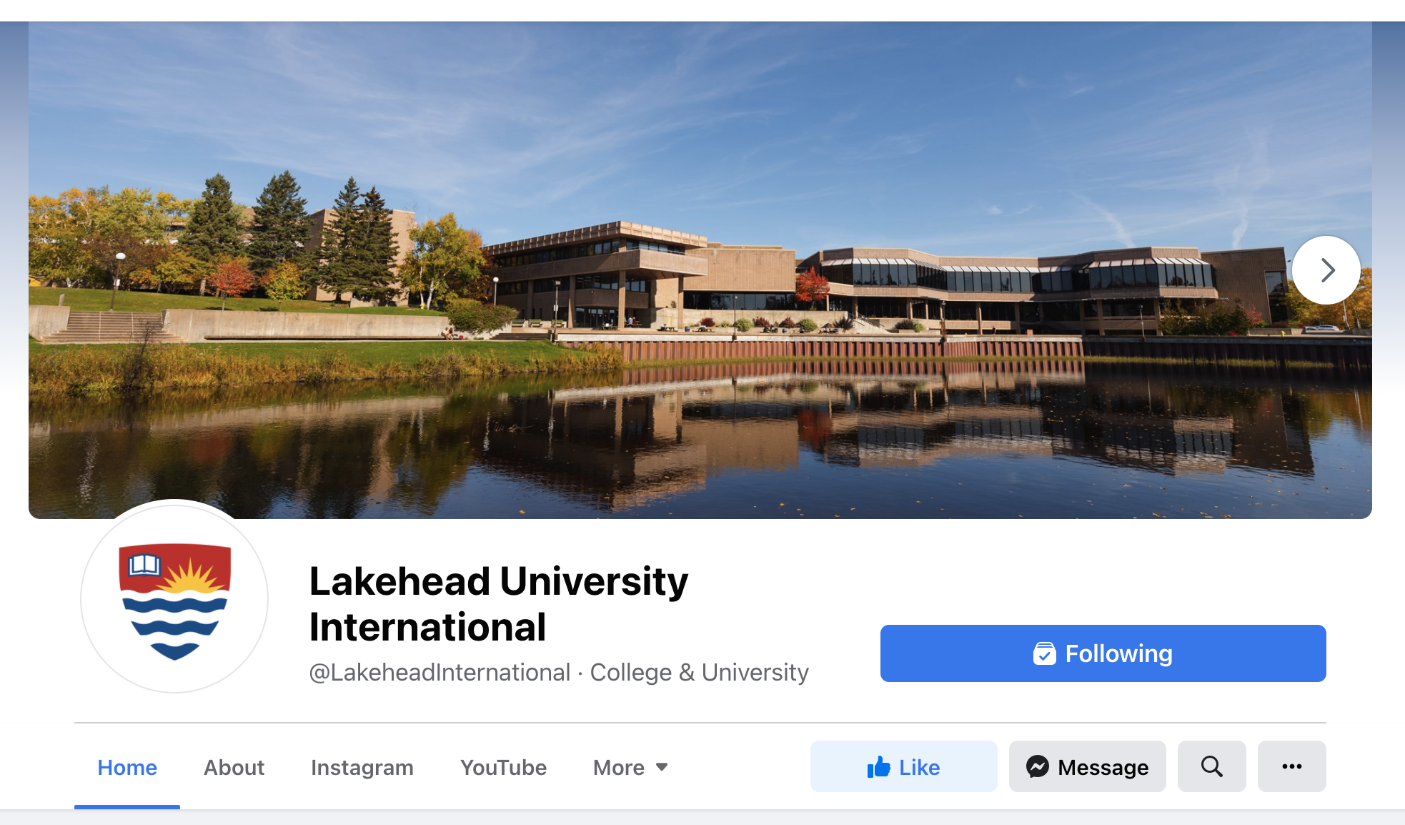 Lakehead University International facebook page profile and cover photo