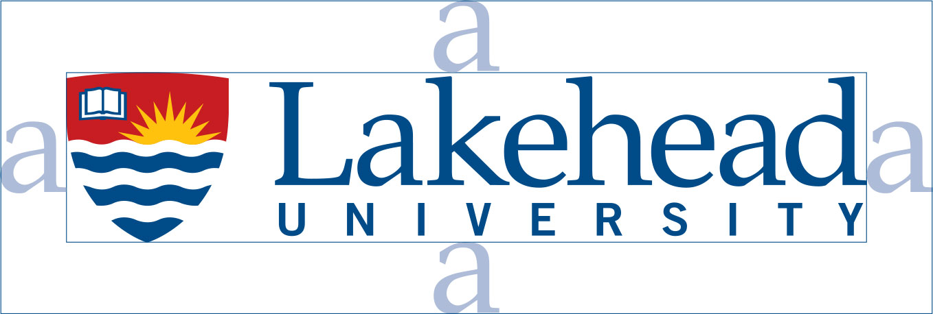 The clearance area around the Lakehead University logo