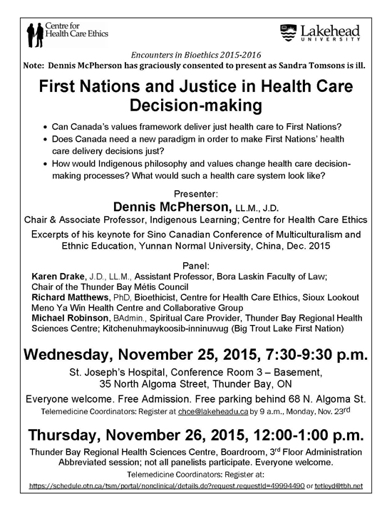 First Nations and Justice in Health Care poster