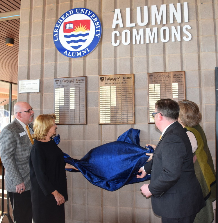 Photo of unveiling of Alumni Commons Wall of Honour