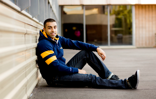 This is a picture of a student wearing a Lakehead sweatshirt. Click to find and buy your Lakehead merchandise