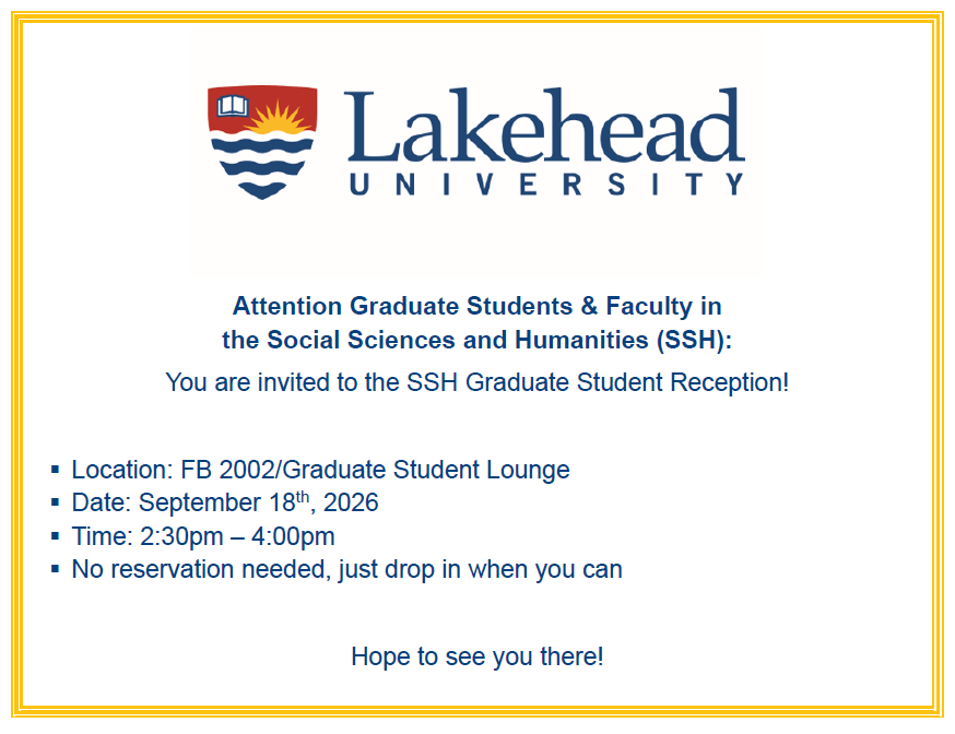 Lakehead University logo with a yellow page border