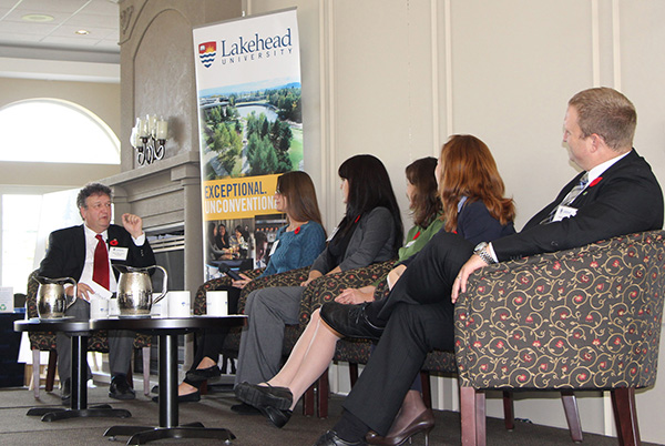 Lakehead’s talk show style Report to Community event, with host Lakehead President & Vice-Chancellor Dr. Brian Stevenson