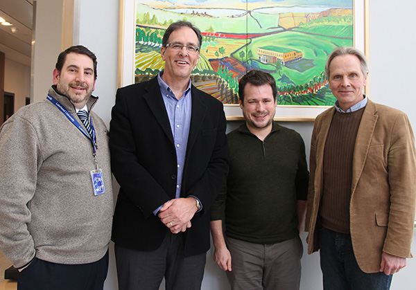 (l – r): Frank Cappadocia, Associate Vice-Provost, Lakehead Orillia; Rob Armstrong, CEO of the YMCA of Simcoe/Muskoka, Brian Shelley, Vice President, Youth Engagement, Leadership Development and Camping Programs, YMCA of Simcoe/Muskoka; and Kim Fedderson, Dean & Vice-Provost, Lakehead Orillia.