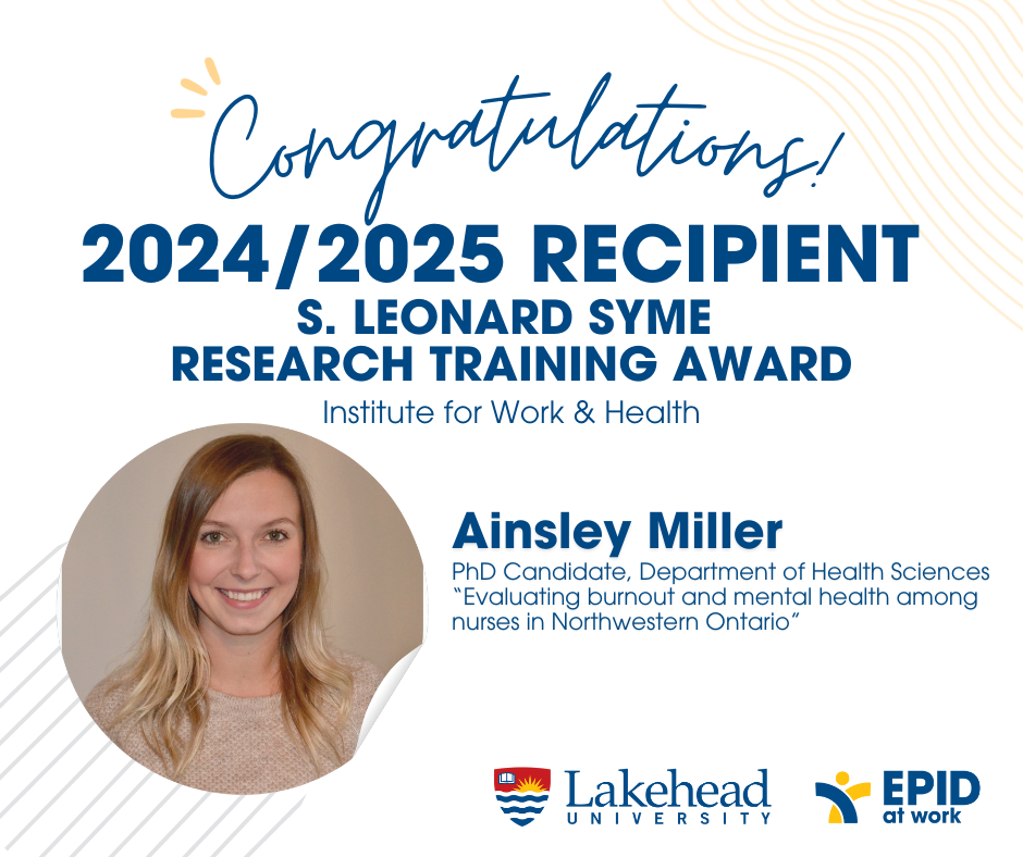 Ainsley Miller, 2024/2025 S. Leonard Syme Research Training Award Recipient
