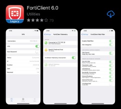 screenshot of FortiClient VPN in the Apple App Store