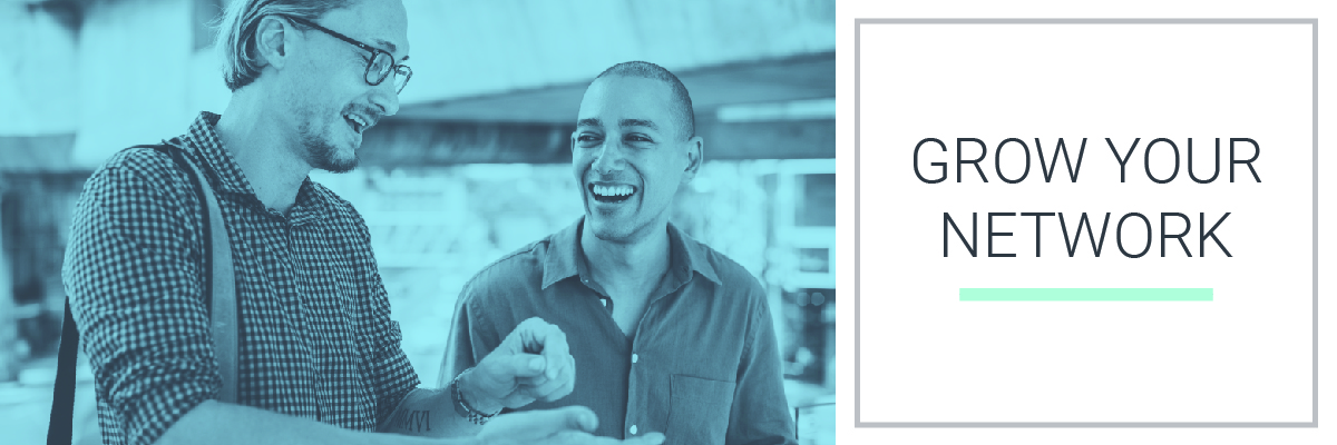 Grow Your Network Two young male career professionals laughing and smiling