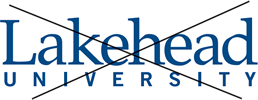 Lakehead University Wordmark crossed out