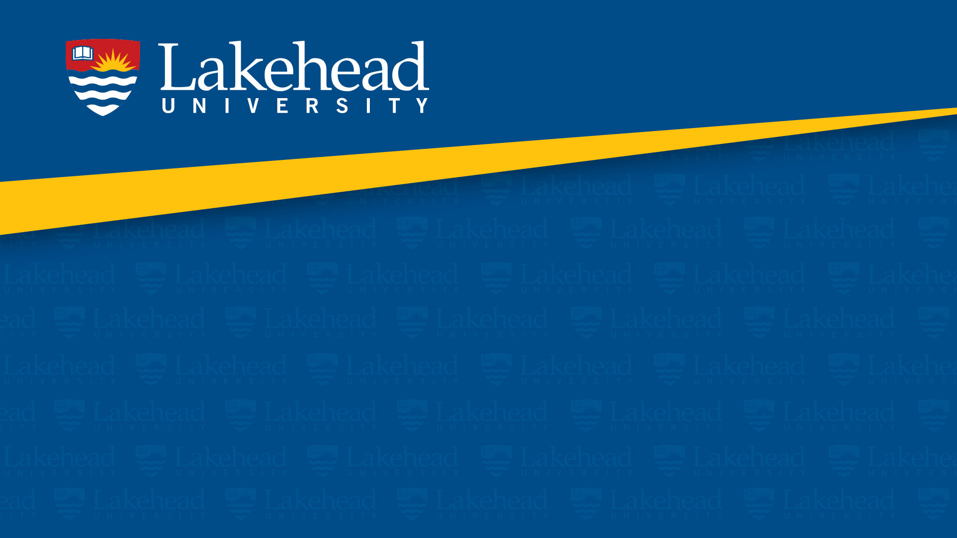A zoom background with the Lakehead University logo repeating
