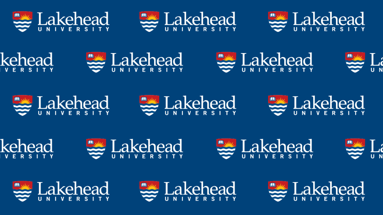 A zoom background with Lakehead Logo repeating