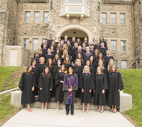 Class of 2016 gowned on steps of law school
