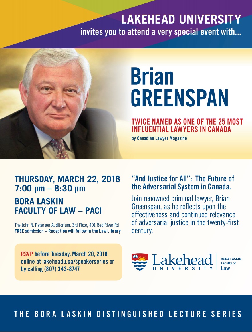 Poster for the upcoming lecture event featuring Brian Greenspan