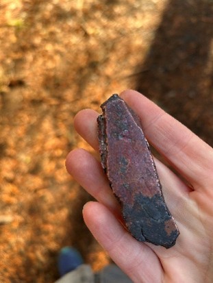 A copper piece excavated along the river.