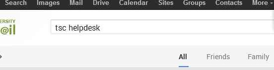 Window of user typing tsc helpdesk to find the group 