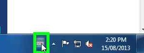 Language bar located in the bottom right hand corner in windows 7 and 8