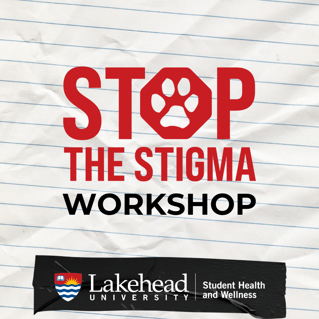 Text reading Stop the Stigma Workshop on lined notebook paper