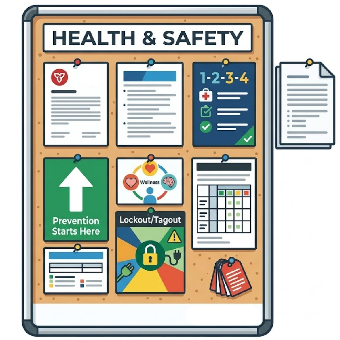 Stylized depiction of a bulletin board