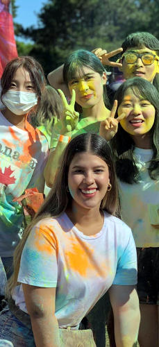 Students during festival of colours