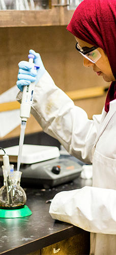 A student in a chemical lab