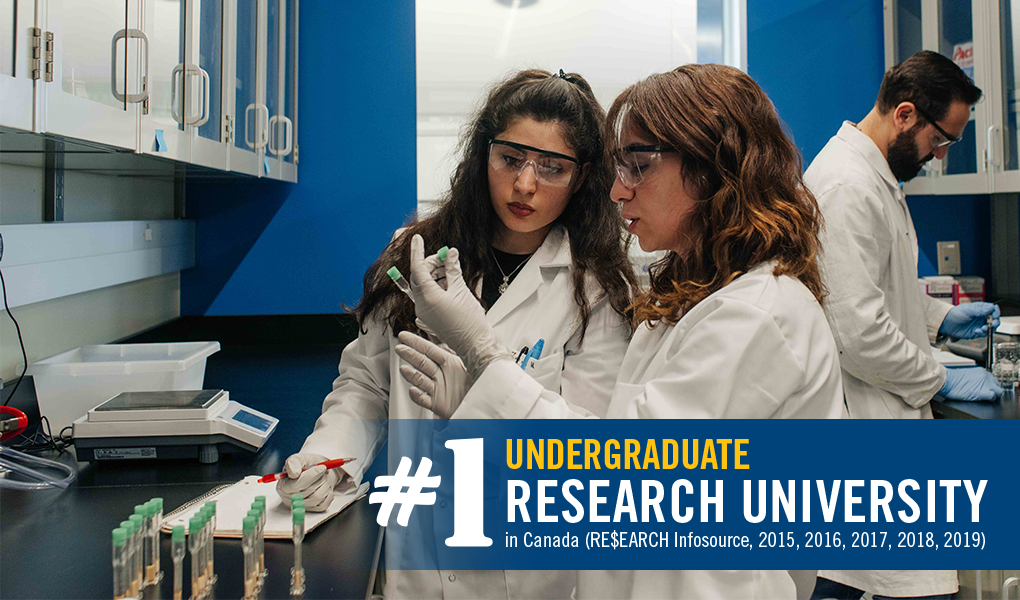 #1 Undergraduate Research University in Canada (Research Infosource 2015, 2016, 2017, 2018, 2019)