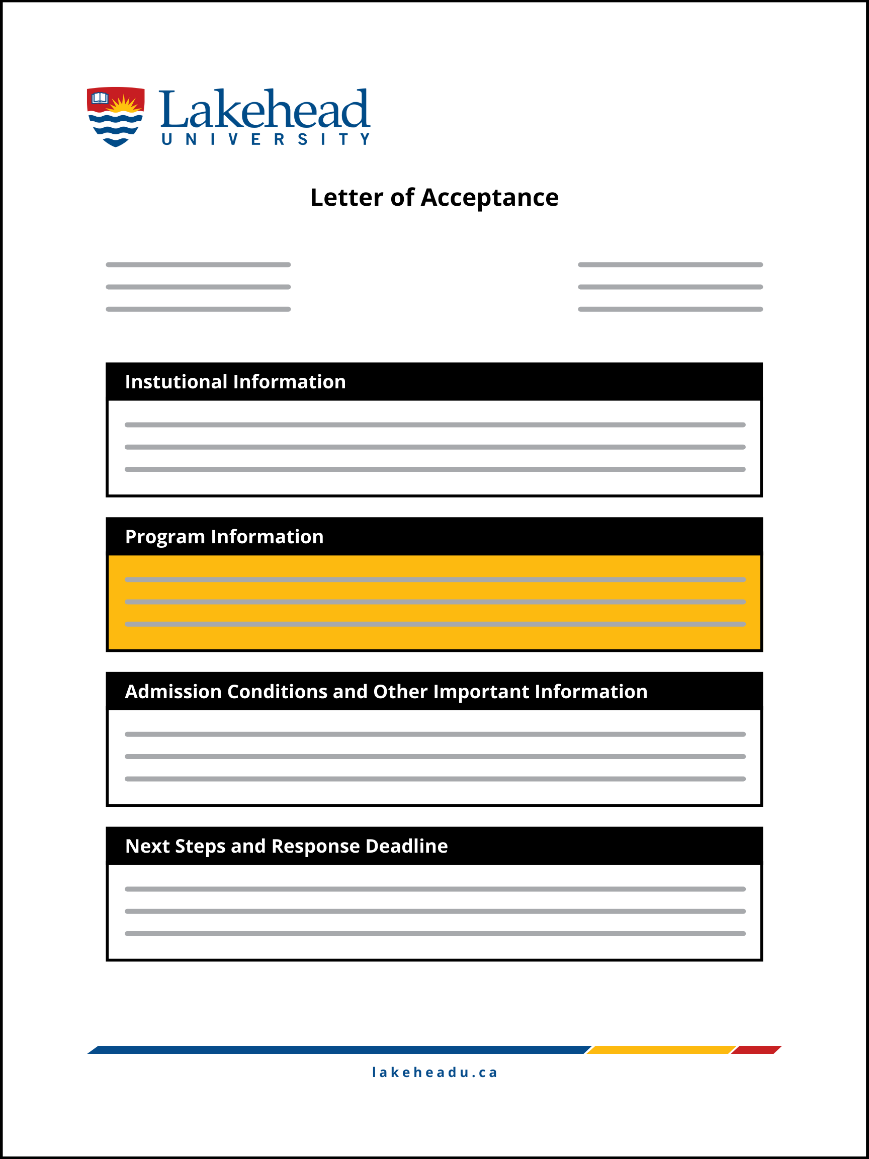 Letter of Acceptance - program info area
