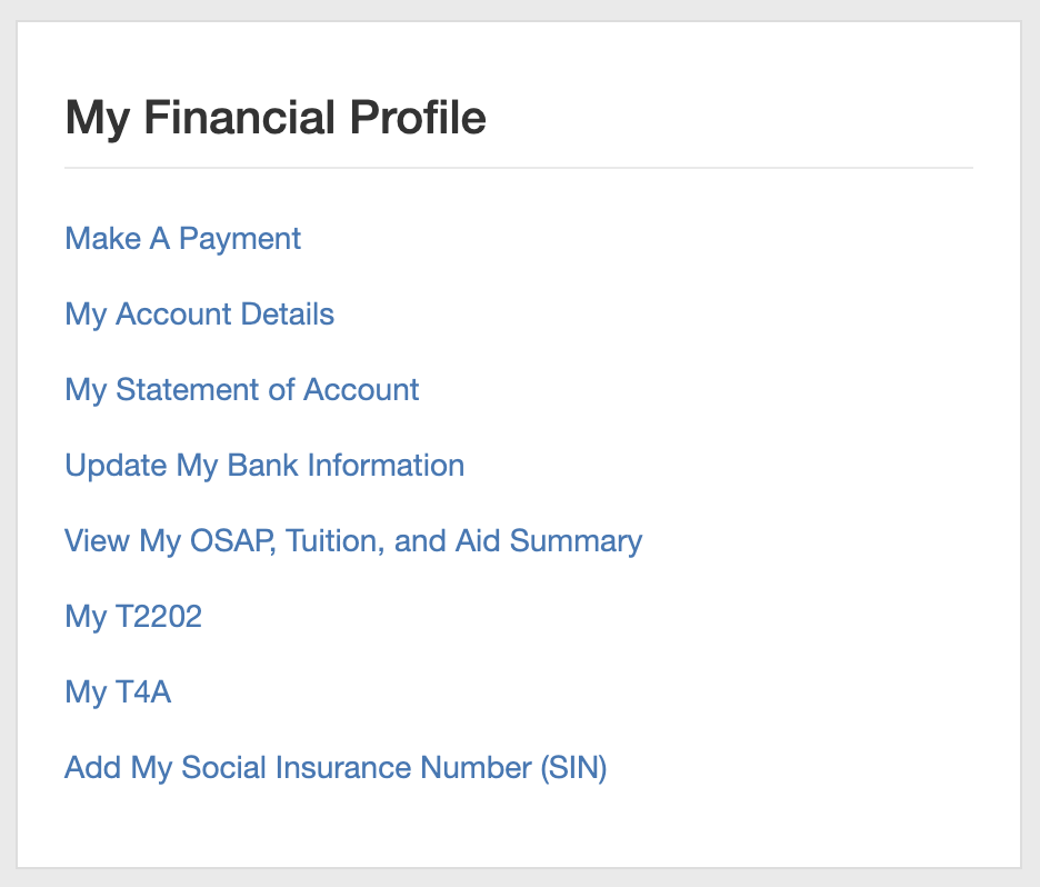 myInfo - myFinancial Profile Section