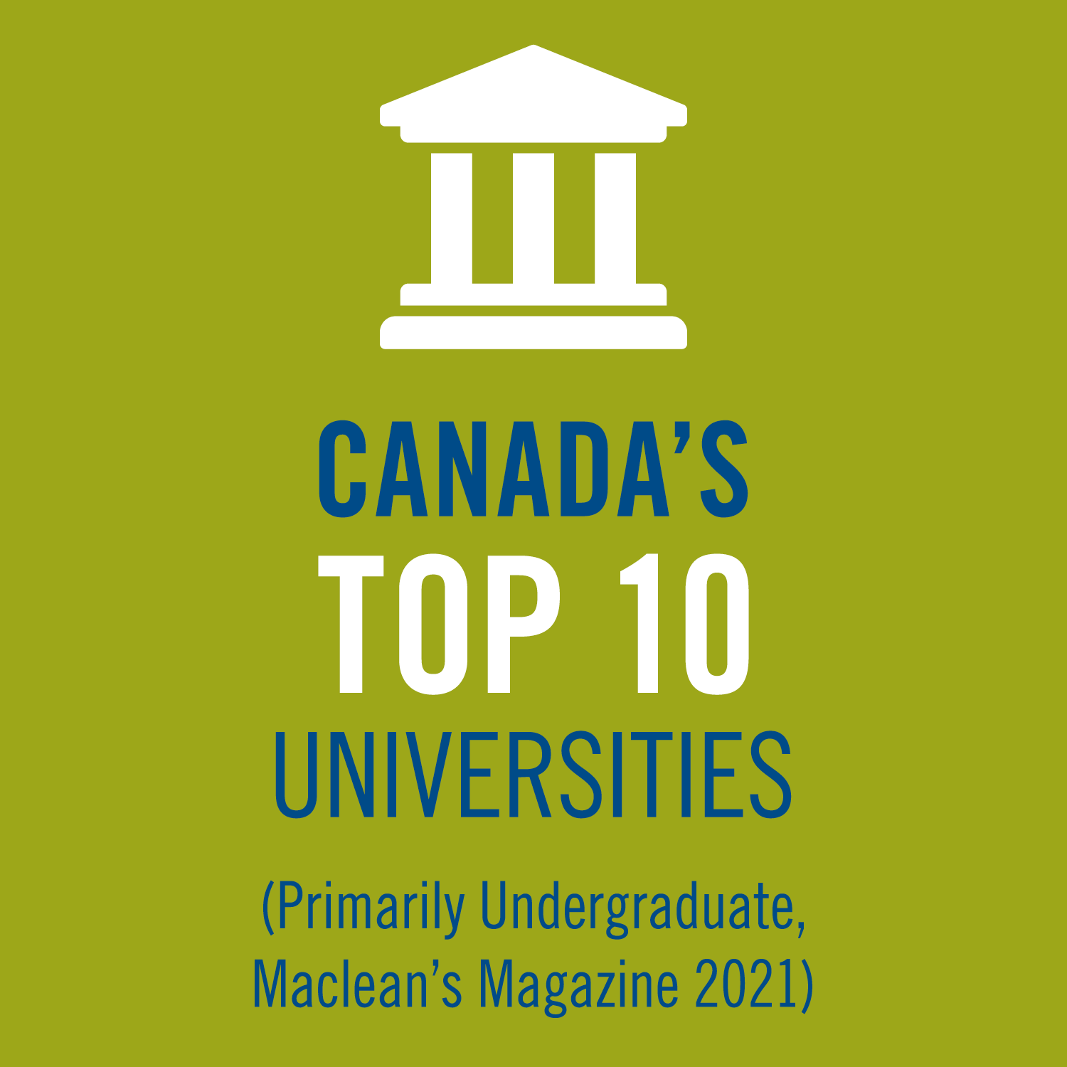 Canada's Top 10 Universities in Primarily Undergraduate Studies by Macleans Magazine