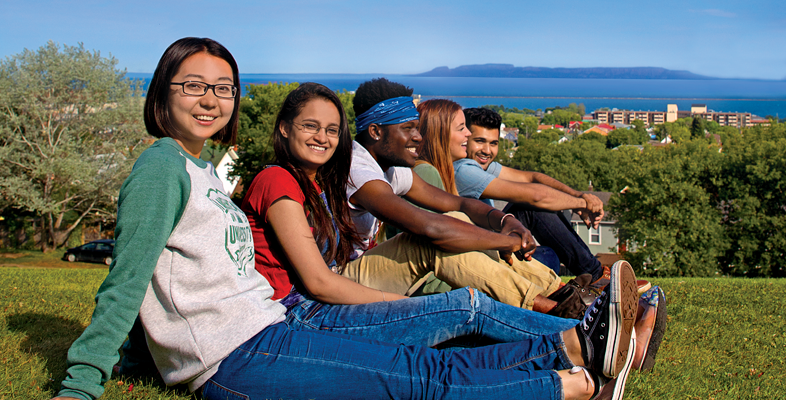 Students in the ATAC building