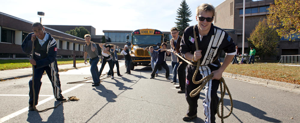 Engineering Student Society has a Bus Pull to raise money for charity