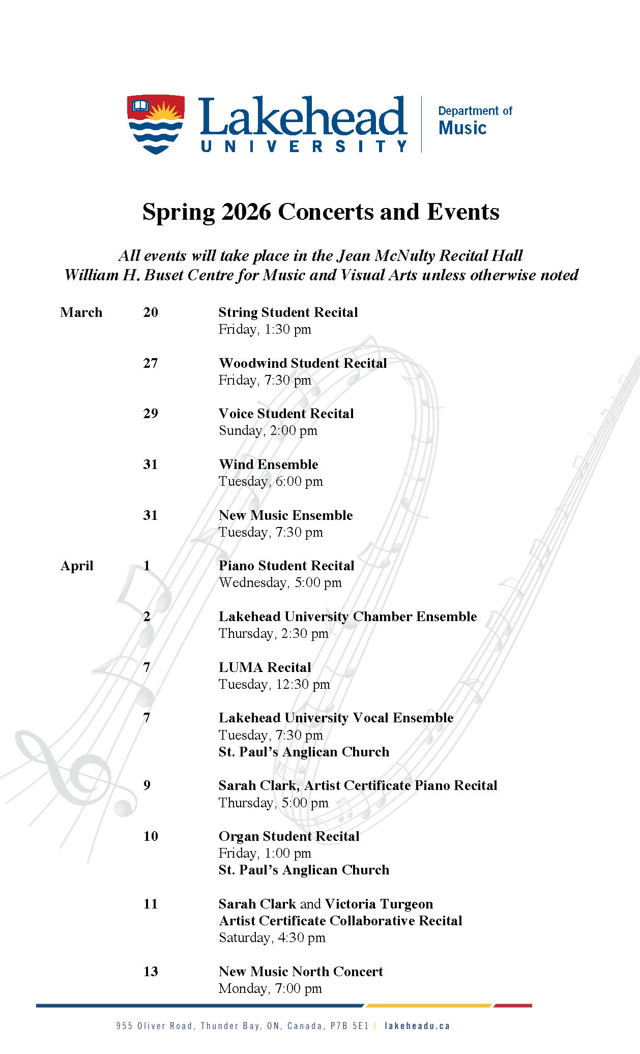 Spring Concerts 2026