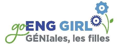 GO ENG Girl logo. Features "go" in a green script font followed by ENG GIRL in alternating blues.