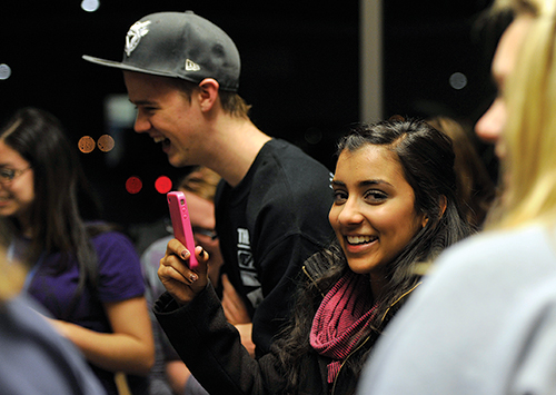 Students laughing and having fun at a residence life event